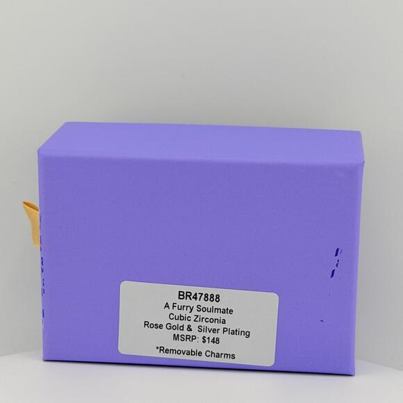 Bomb Party Charmelier Charm Bracelet "A Furry Soulmate" Paw Print Heart Dog Tag - Picture 3 of 3